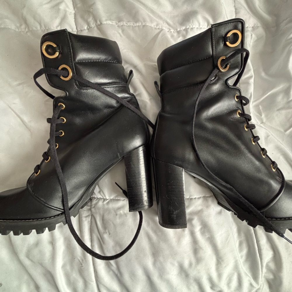 Stuart Weitzman, Women’s size 9 - never worn, Black Lace-Up Ankle Boots w/heel